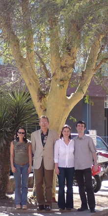 Photo of FeverLab members under a fever tree